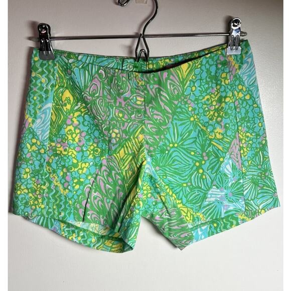 Lilly Pulitzer Shorts 00 Deenie Short Multi Sun Dance Aqua Pink Green Floral - Picture 1 of 8